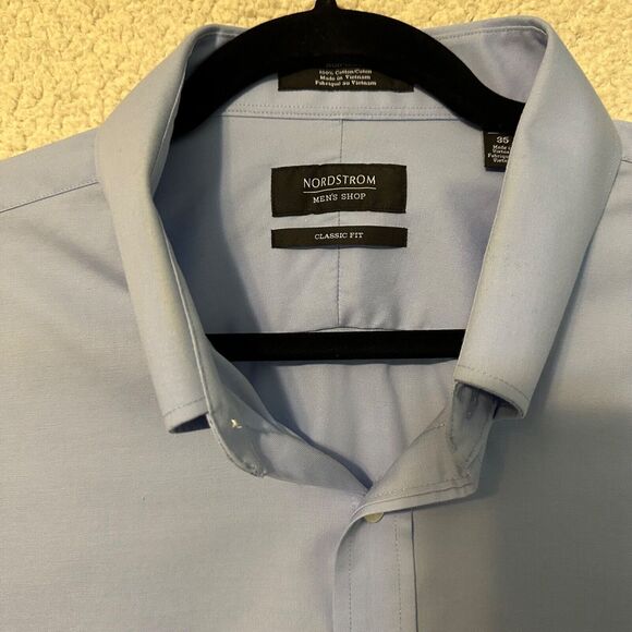 Nordstrom Men's Shop Classic Button Down Blue Size 18/35 Classic Fit - Picture 4 of 10